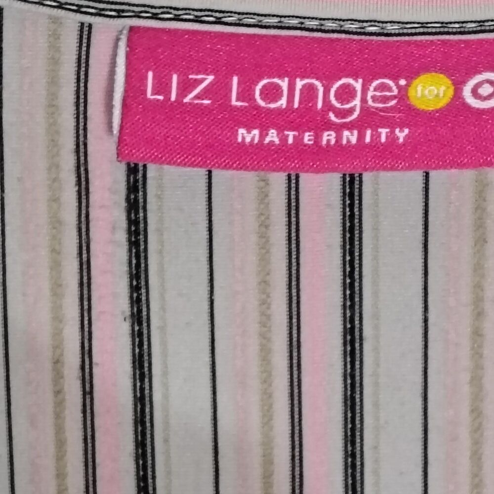 Liz Lange XXL pink grey stripe stretch women's 3/4 sleeve maternity top - Picture 9 of 9